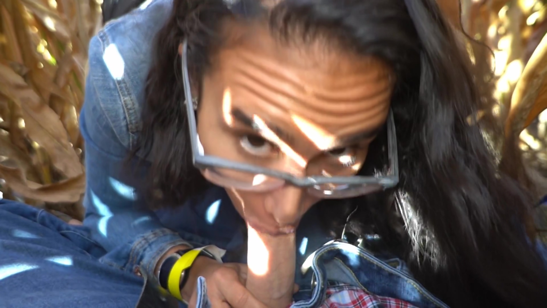 Sexy Amateur Babe Flashes And Gives Blowjob In Corn Maze Such A Risky Public Adventure
